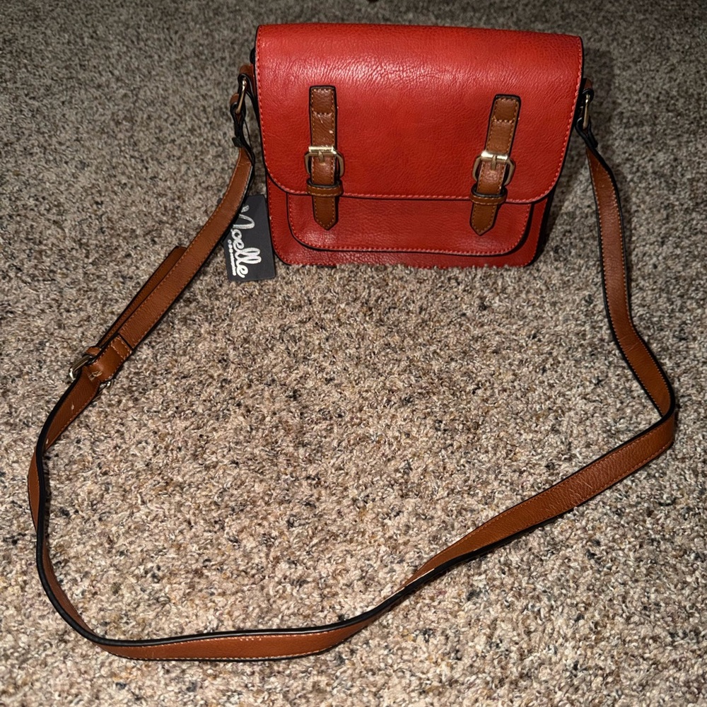 Noelle Red Faux Leather Small Crossbody Purse